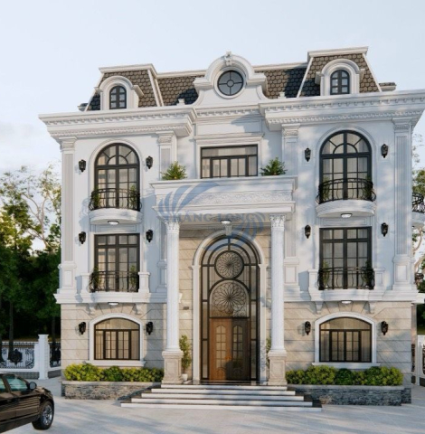 Thiết kế thi công nhà tân cổ điển mái mansard tại Bắc Ninh